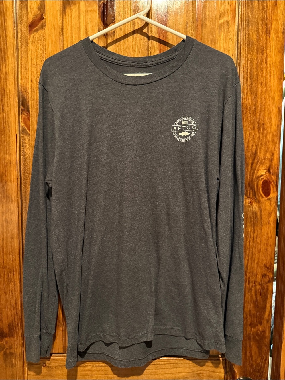 AFTCO Charcoal Gray Long-Sleeve Logo Shirt